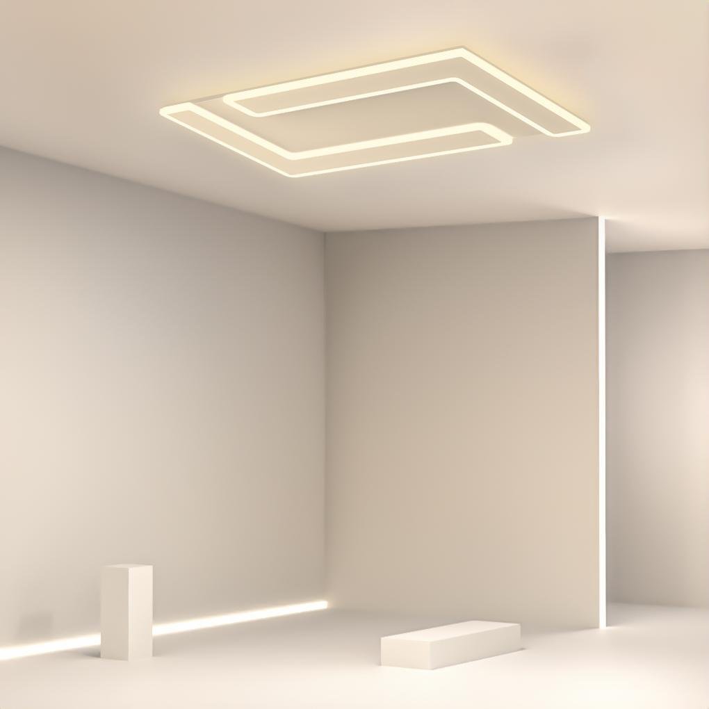 Flat Geometric LED Flush Mount Kitchen Ceiling Light — Warm White