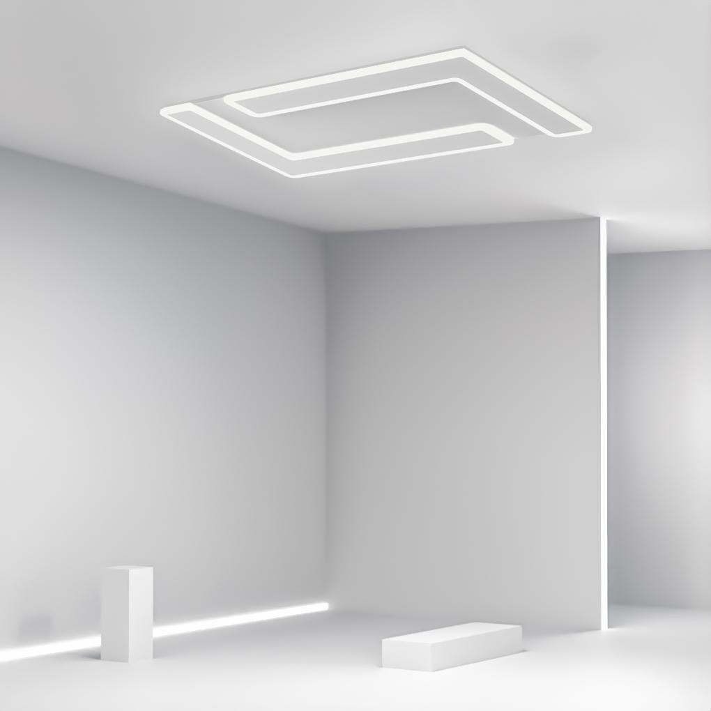 Flat Geometric LED Flush Mount Kitchen Ceiling Light — Dimmable
