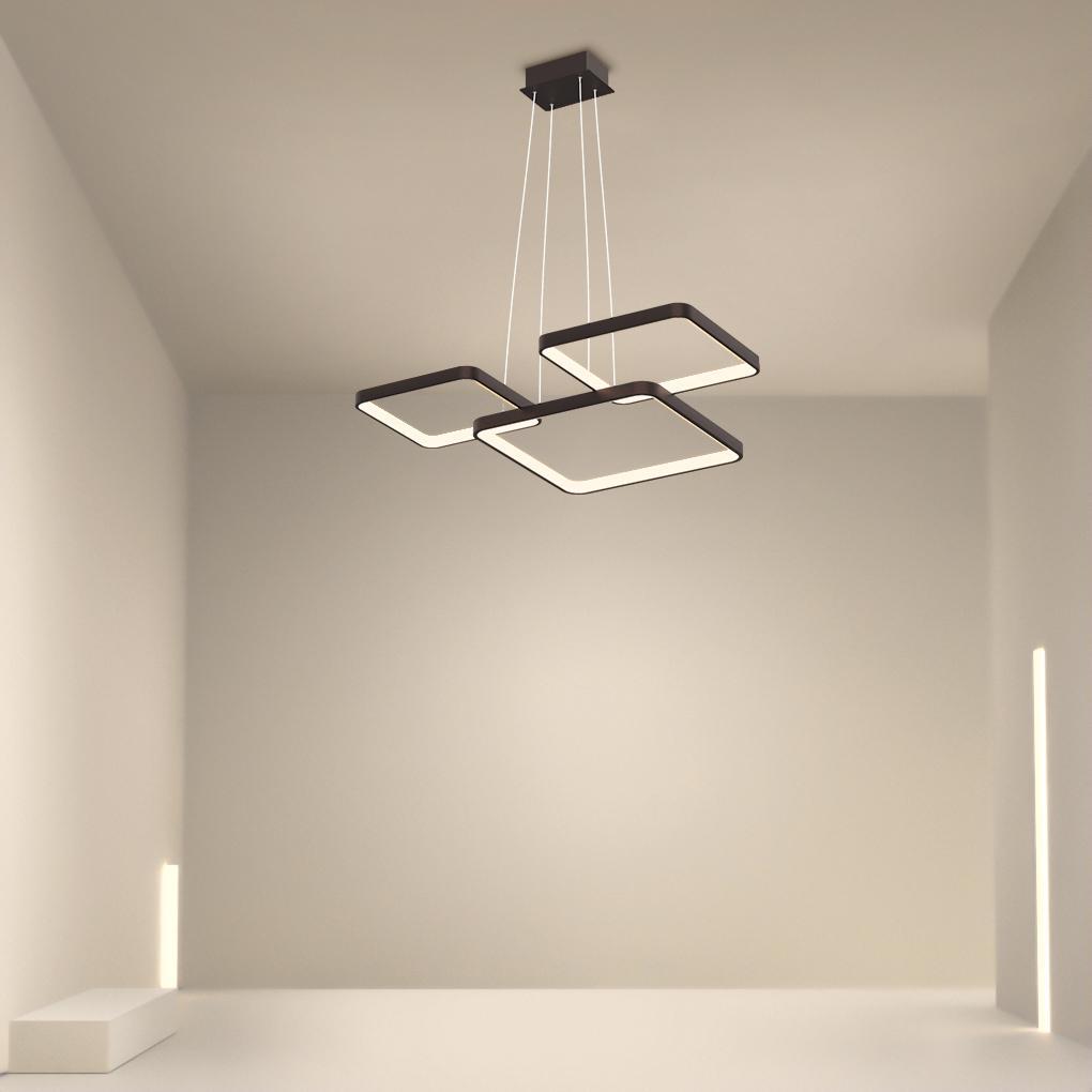 Modern LED Square Chandelier Foyer Chandelier with Remote Control for Living Room-Lighom