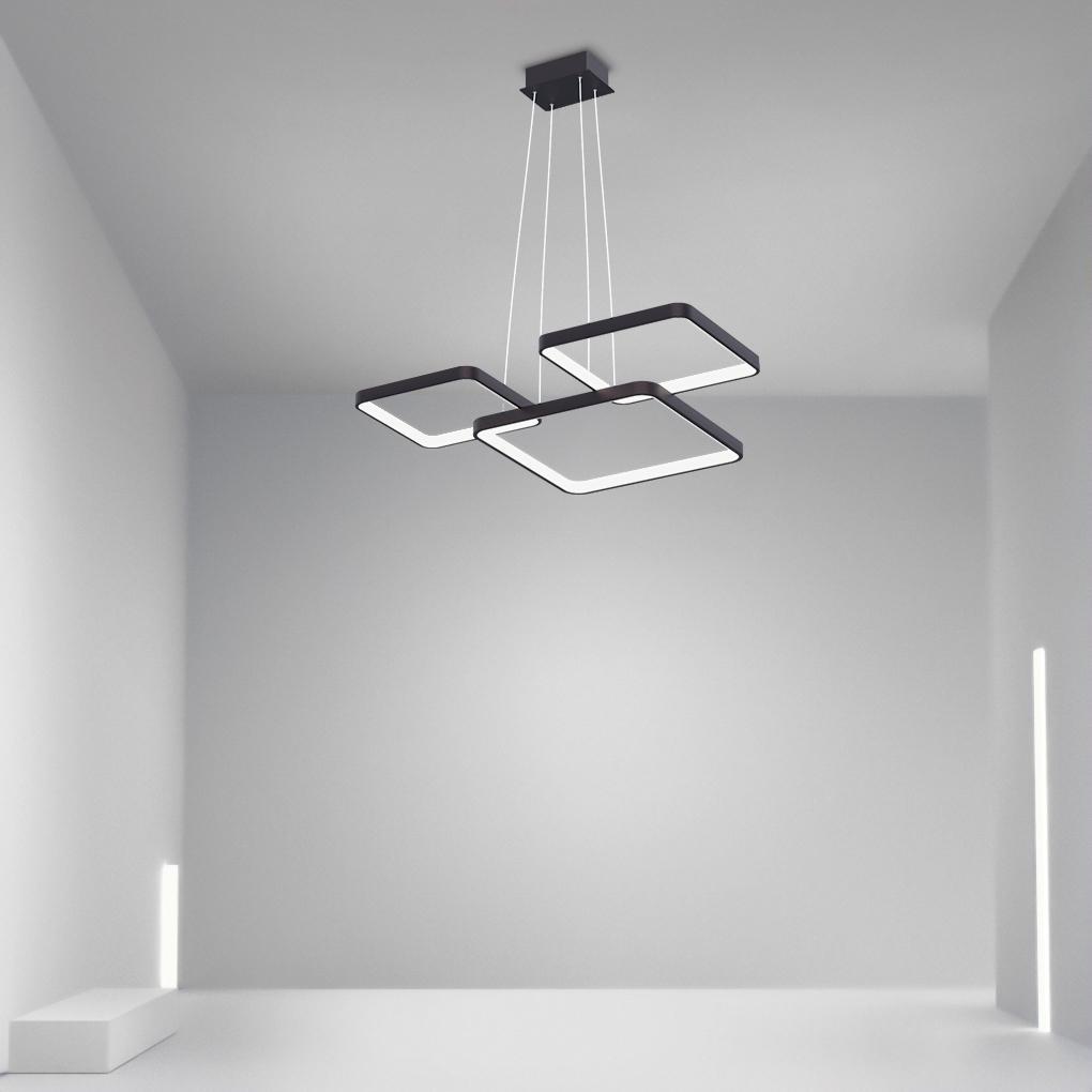 Modern LED Square Chandelier Foyer Chandelier with Remote Control for Living Room-Lighom