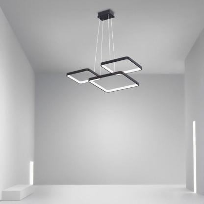 Modern LED Square Chandelier Foyer Chandelier with Remote Control for Living Room-Lighom