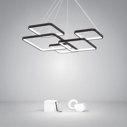Modern LED Square Chandelier Foyer Chandelier with Remote Control for Living Room-Lighom
