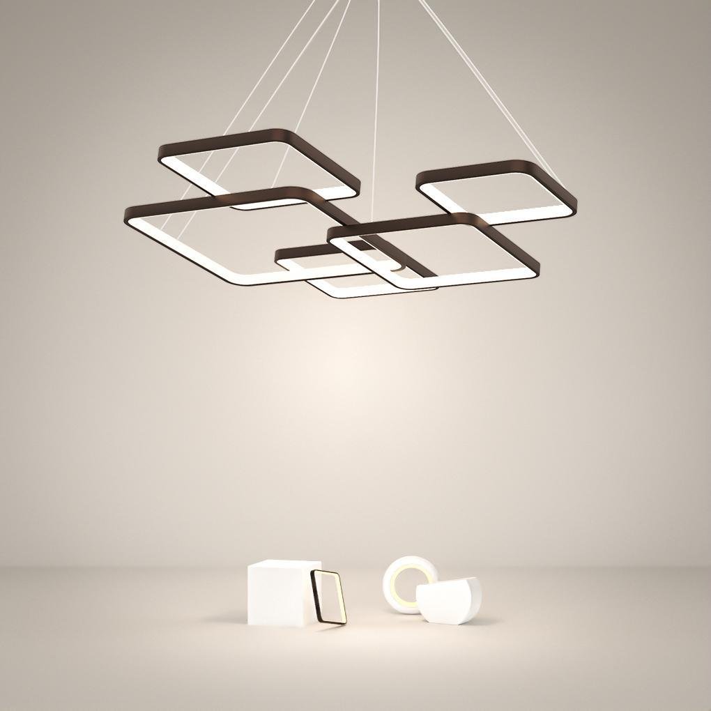 Modern LED Square Chandelier Foyer Chandelier with Remote Control for Living Room-Lighom