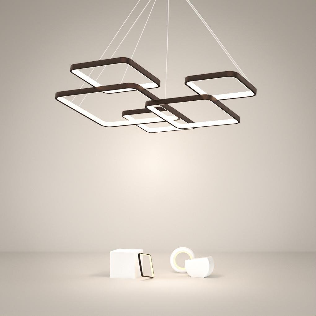 Modern LED Square Chandelier Foyer Chandelier with Remote Control for Living Room-Lighom
