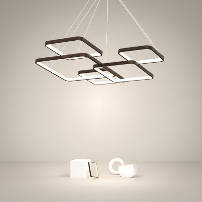 Modern LED Square Chandelier Foyer Chandelier with Remote Control for Living Room-Lighom