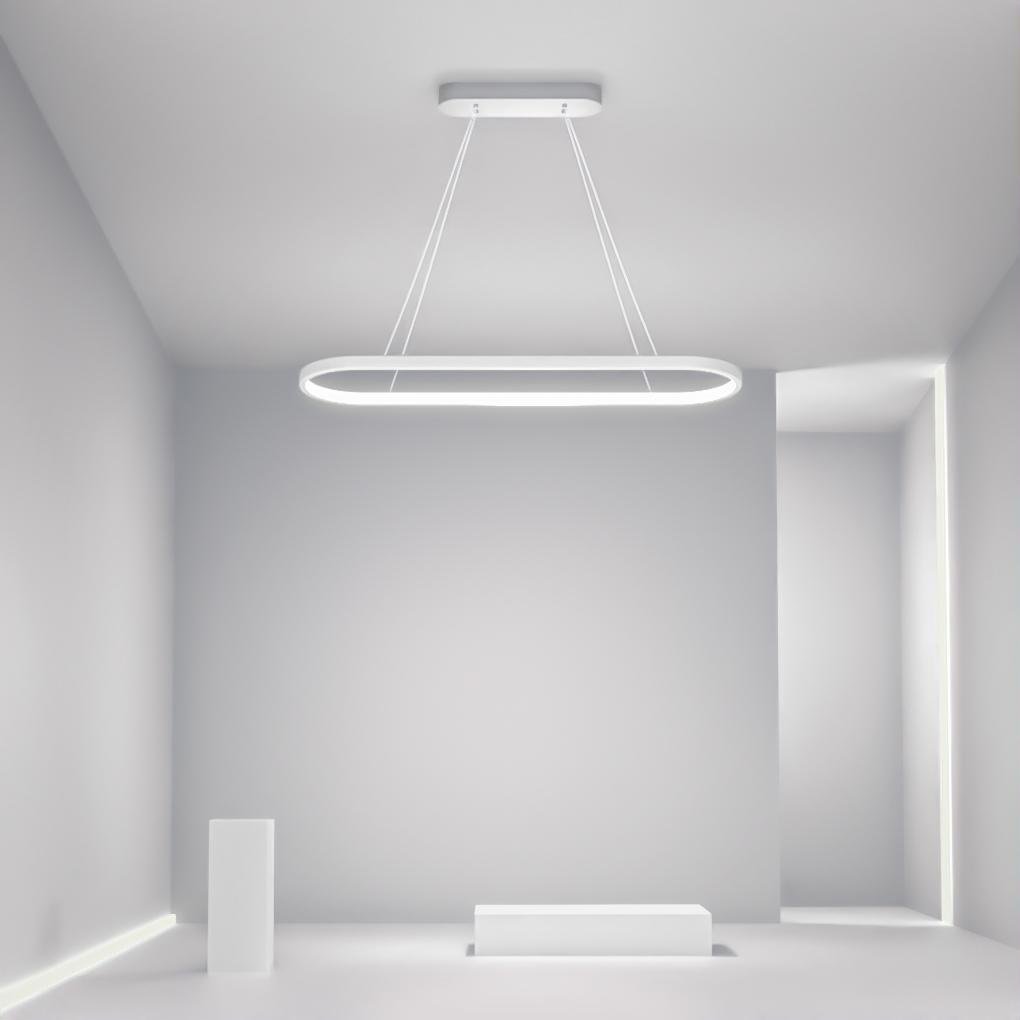 Contemporary hanging oval white pendant lighting — 28" / Warm White (3000K)