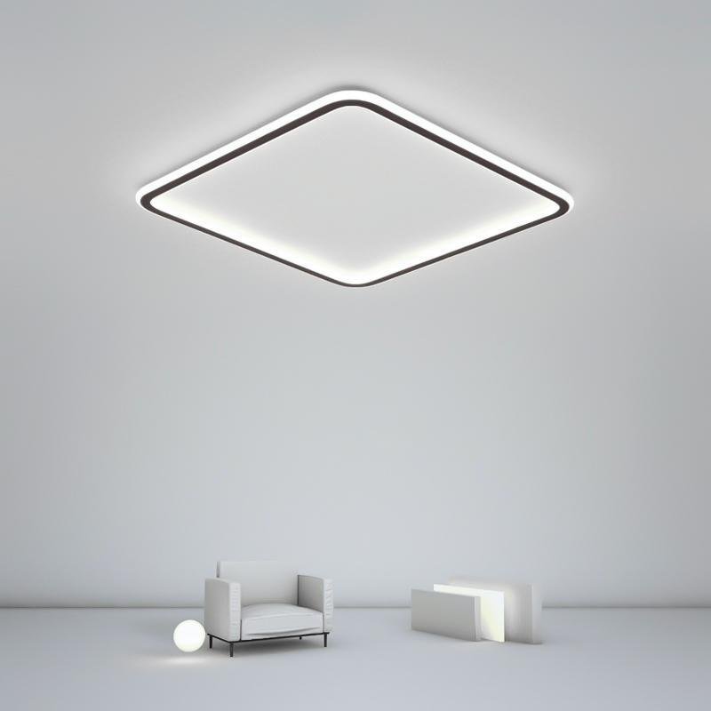 Square Industrial Black Flush Mount Ceiling Lights for Bedroom-Lighom