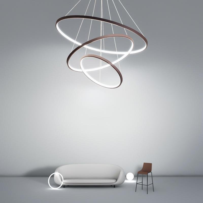 Hanging Modern Dining Chandelier Remote Control — White / 4-Tier