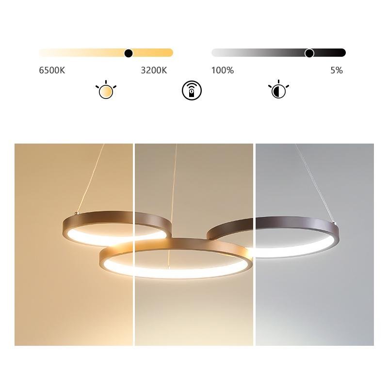 3-Ring Dimmable Kitchen Dining Chandelier with Remote