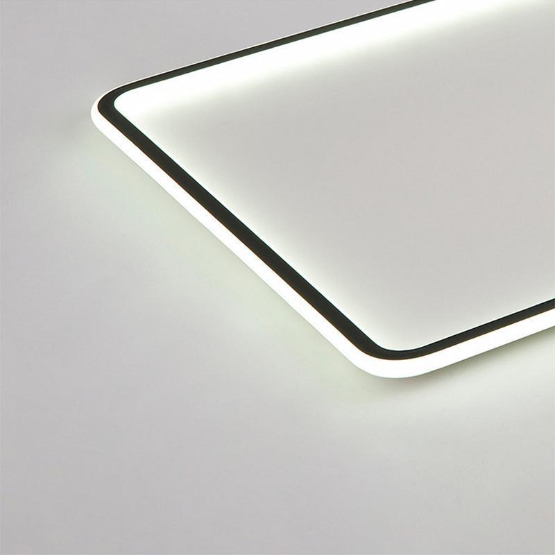 Modern Rectangular Black Flush Mount with Edge and Remote