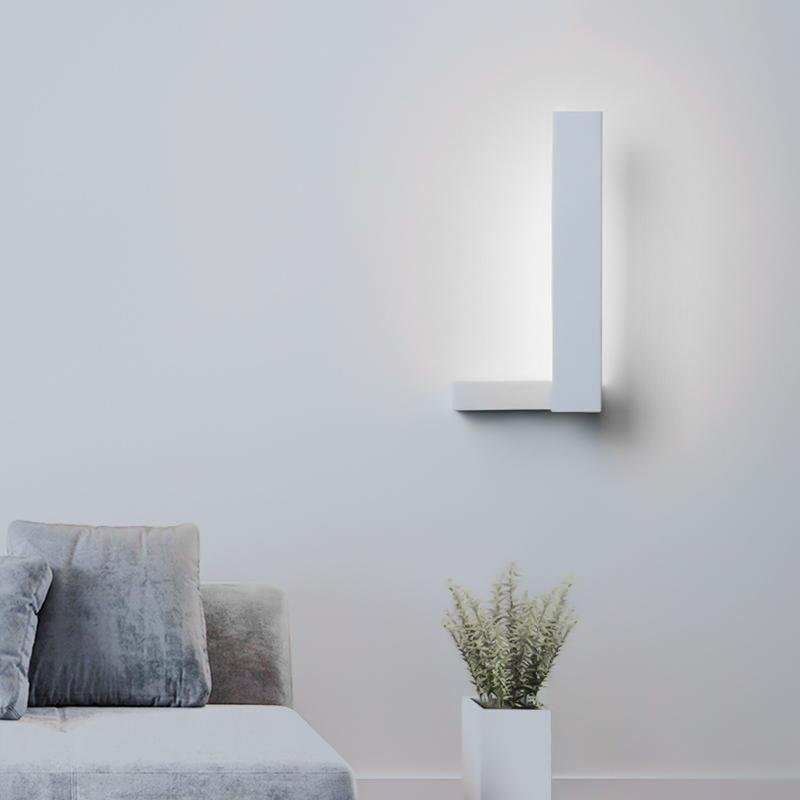 Modern LED L Shaped Black White Wall Sconce-Lighom