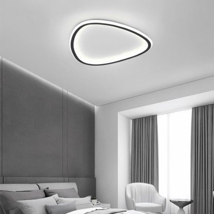 Black Abstract Shaped Industrial Flush Mount Bedroom Ceiling Lights-Lighom
