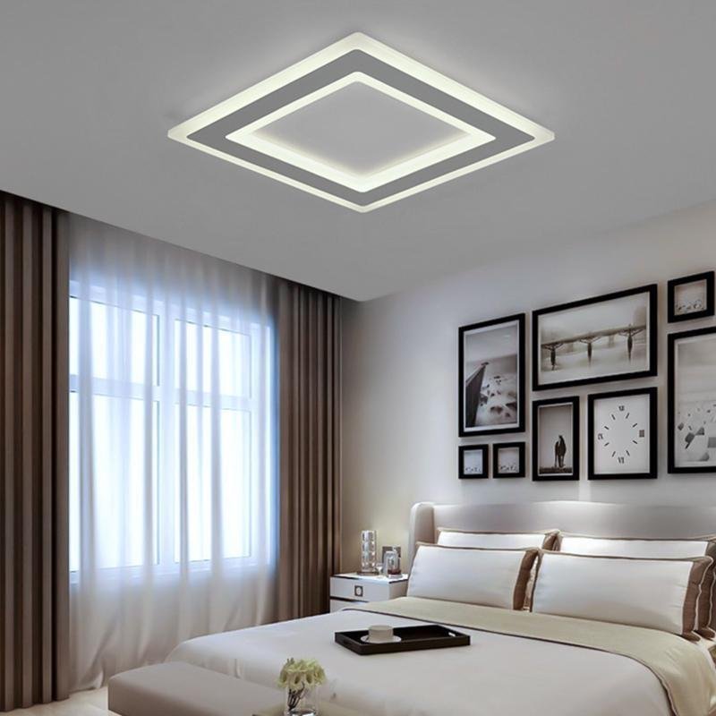 Modernist Square White Flush Mount Bedroom Ceiling Light