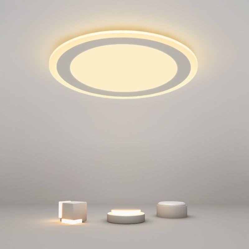 Modern Round Industrial White Flush Mount