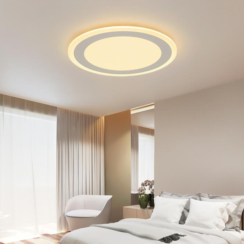 Modern Round Industrial White Flush Mount