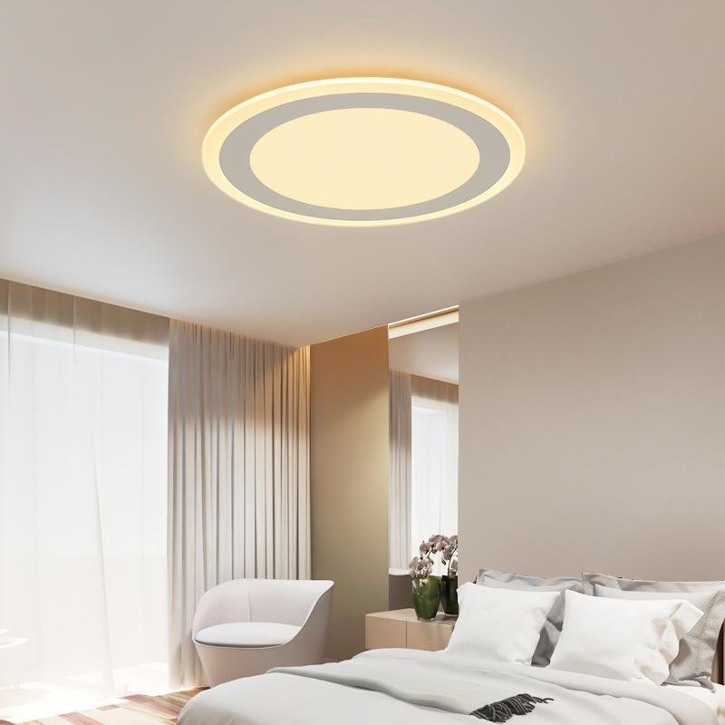 Modern Round Industrial White Flush Mount