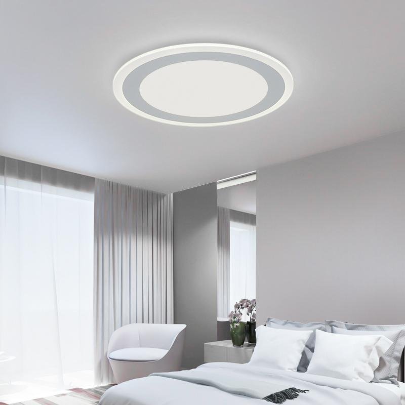 Modern Round Industrial White Flush Mount