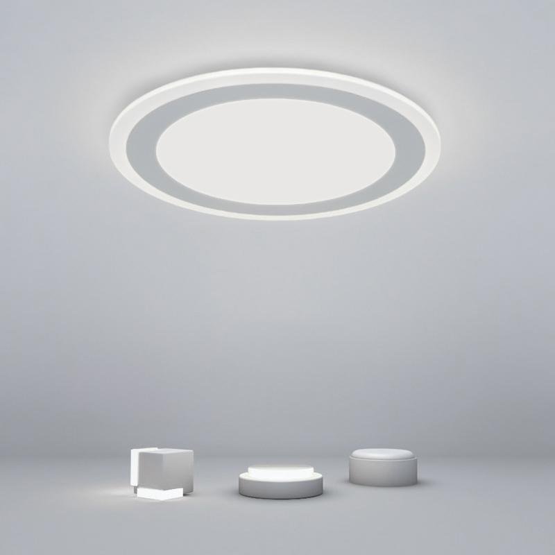 Modern Round Industrial White Flush Mount