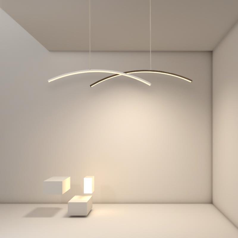2-Piece Arc Aluminum Acrylic LED Pendant Ceiling Light
