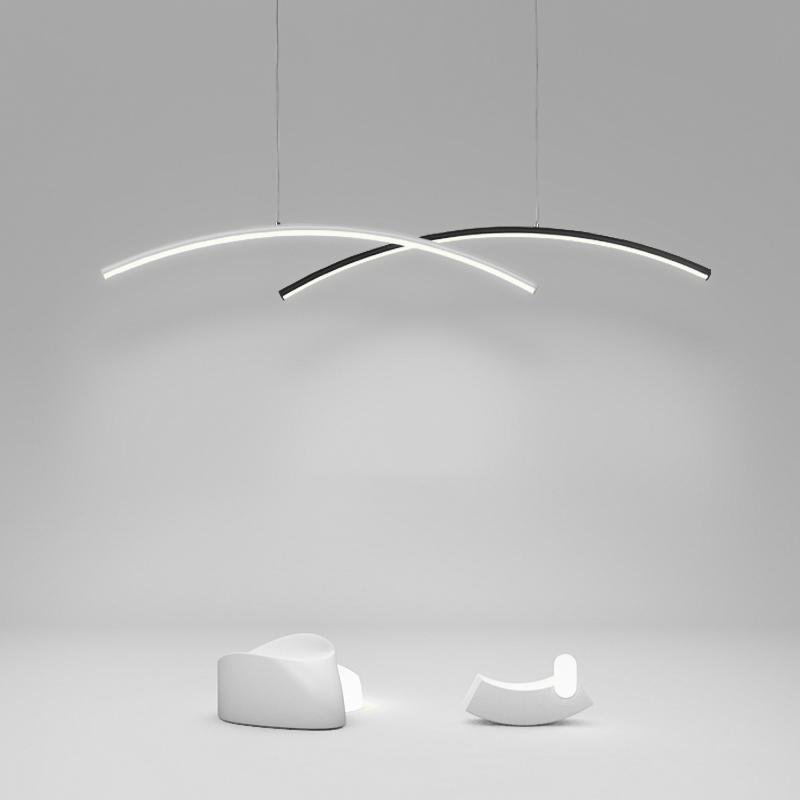 2-Piece Arc Aluminum Acrylic LED Pendant Ceiling Light