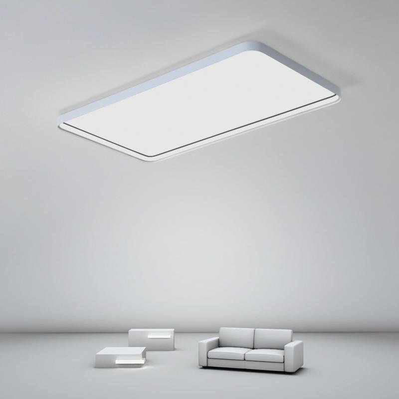 Modern rectangular synthetic flush mount lighting — 30" L x 15" W / Cool White (6000K) / Matte Black