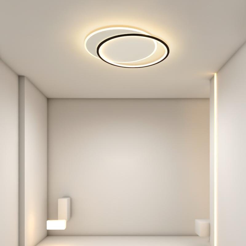White Black Modern Overlapped Round Flush Mount Light