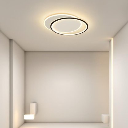 White Black Modern Overlapped Round Flush Mount Light