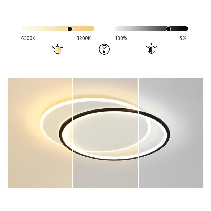 White Black Modern Overlapped Round Flush Mount Light