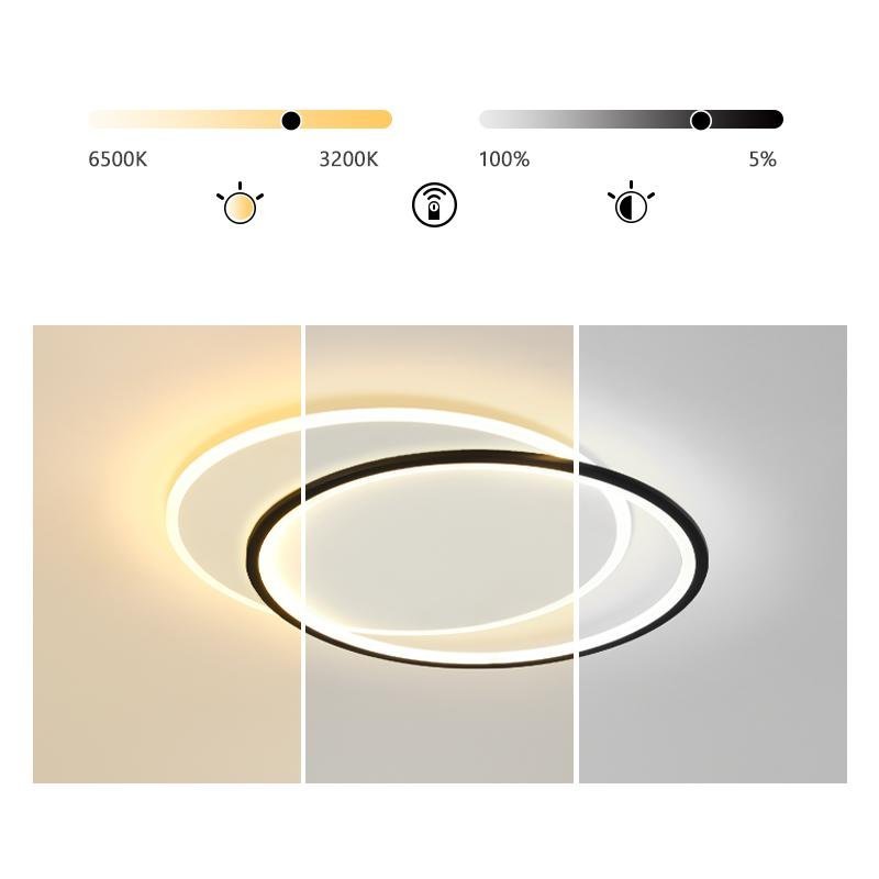 White Black Modern Overlapped Round Flush Mount Light