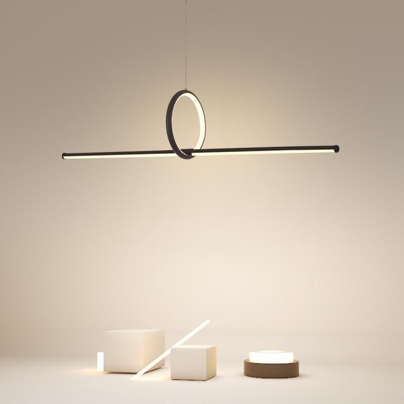 Strip Round Black Modern PMMA Pendant