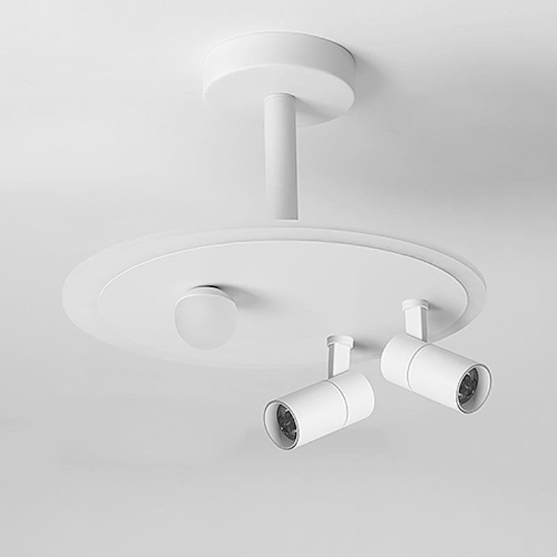 Round Dimmable Semi Flush Mount Lighting with LED Bulb and 2 Spotlights-Lighom