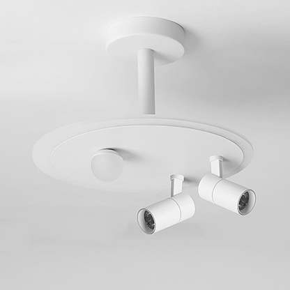 Round Dimmable Semi Flush Mount Lighting with LED Bulb and 2 Spotlights-Lighom