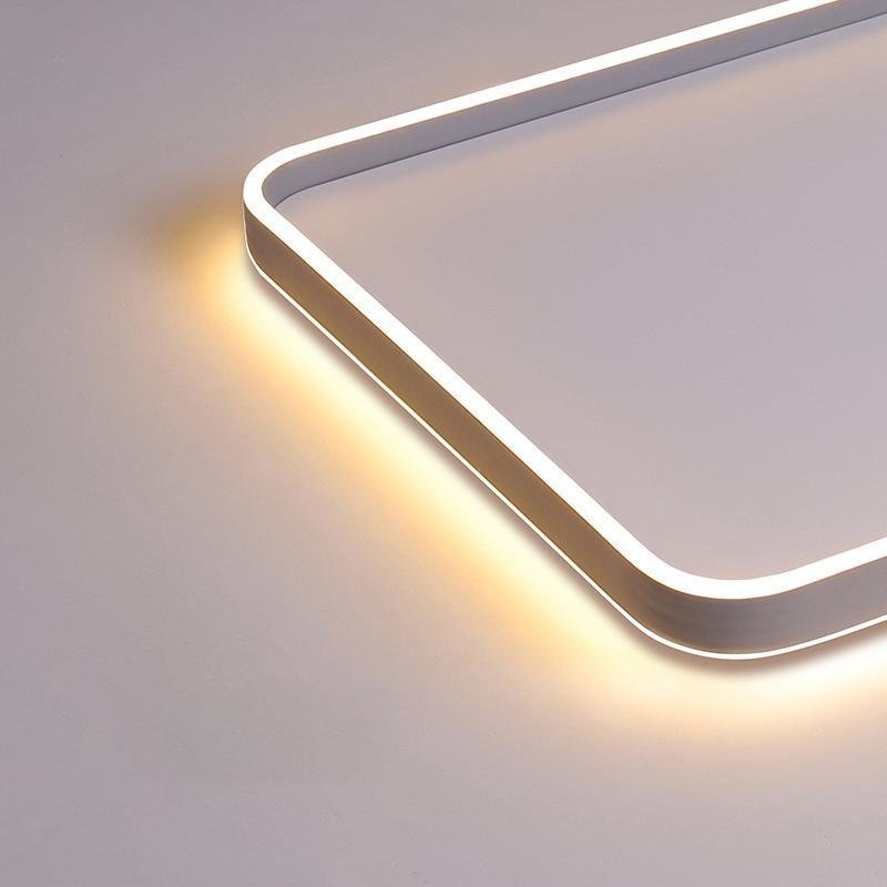 Contemporary rectangular gray synthetic metal acrylic flush mount lighting, Lighom