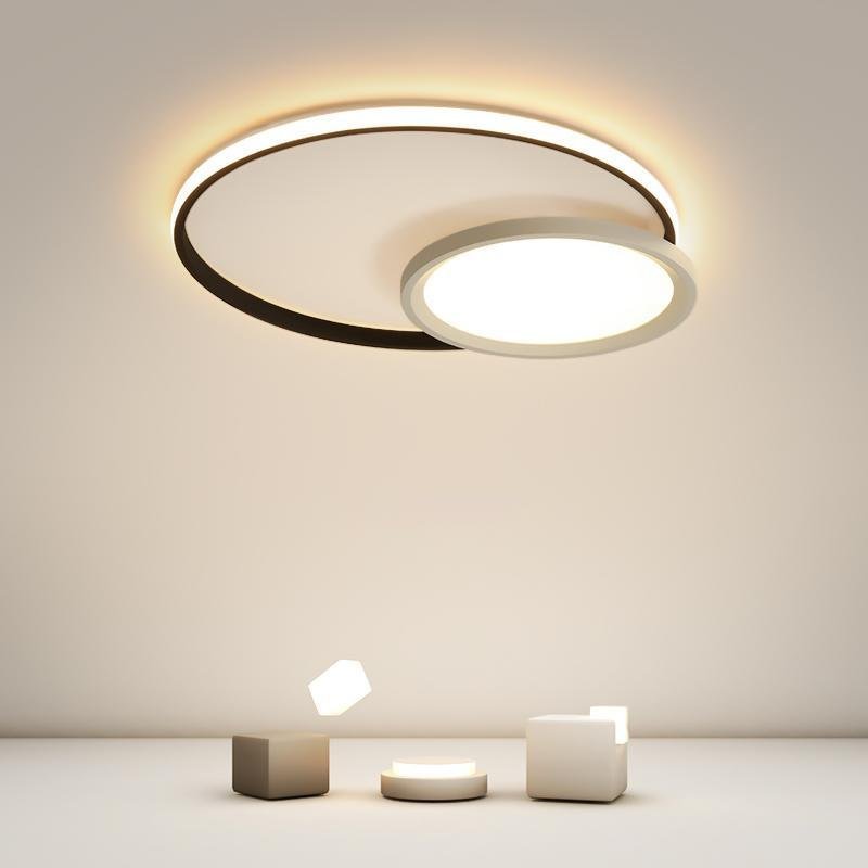 Overlap Round Black Flush Mount Kitchen Dining Light