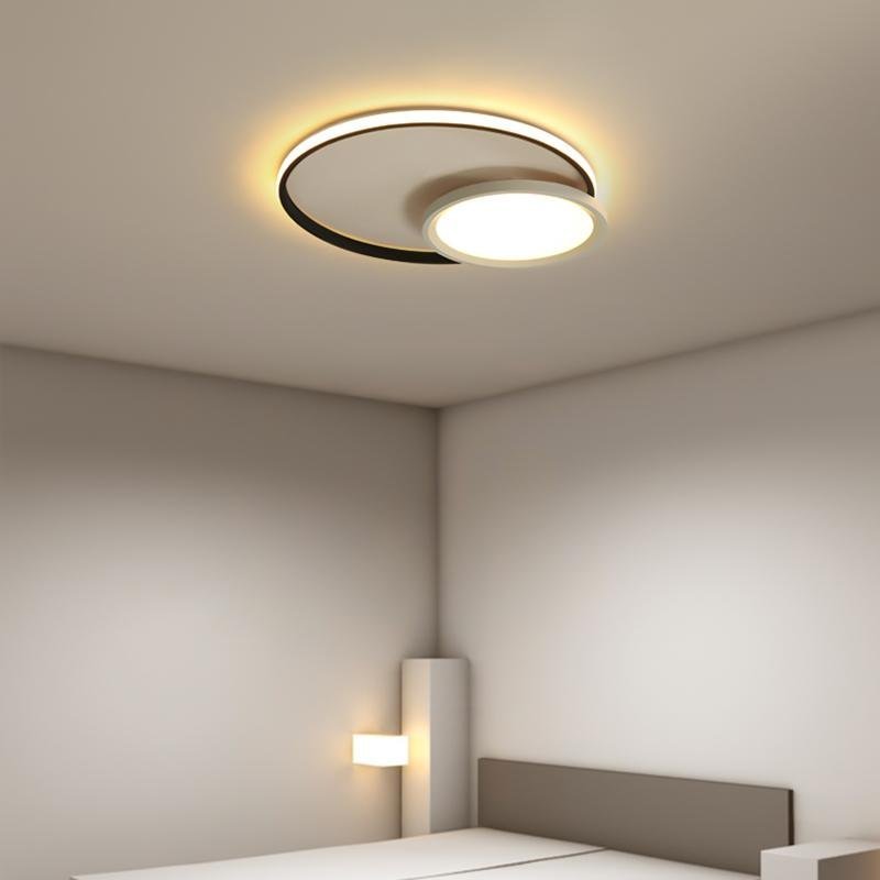 Overlap Round Black Flush Mount Kitchen Dining Light