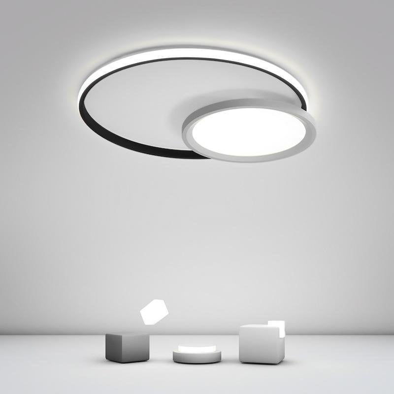 Gray synthetic overlap round flush mount lighting - contemporary — 20" Diameter / Warm White (3000K)
