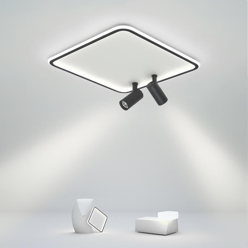 Lighom contemporary spotlight square gray flush mount lighting in synthetic — 16" L x 16" W / Cool White (6000K) /...