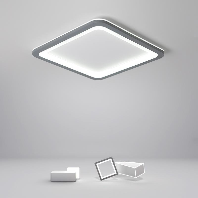 Gray contemporary square flush mount lighting — 15" L x 15" W / Warm White (3000K)