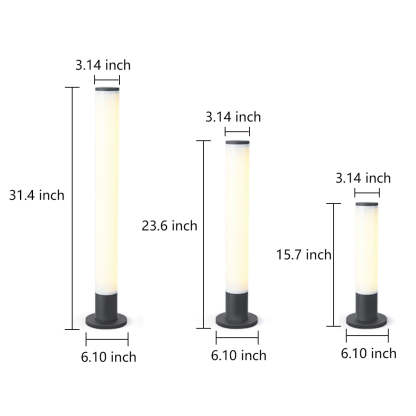 Slender Cylindrical Waterproof Modern Pathway Lights Outdoor Light-Lighom