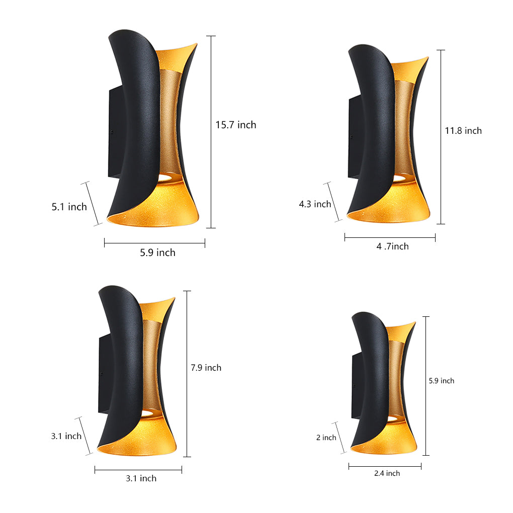 Curved LED Up and Down Lighting Waterproof Modern Outdoor Wall Lights-Lighom