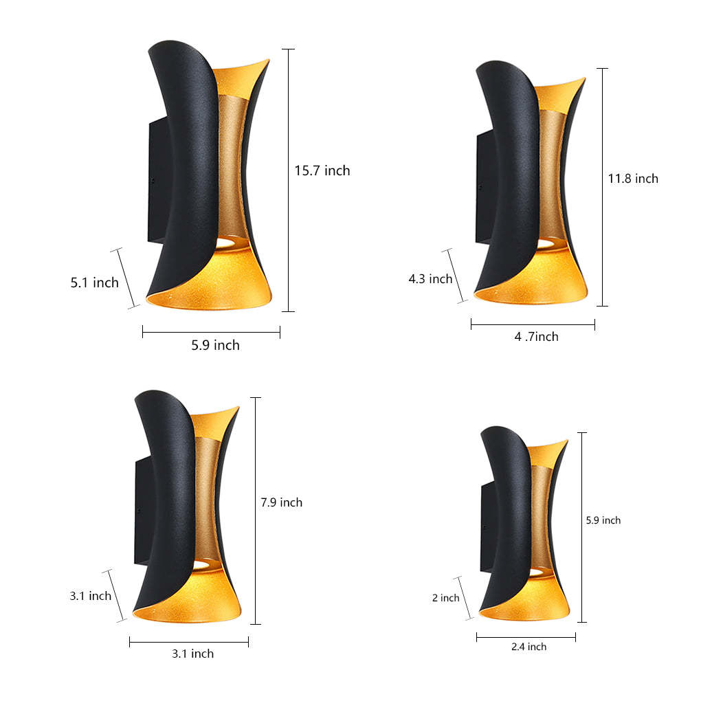 Curved LED Up and Down Lighting Waterproof Modern Outdoor Wall Lights-Lighom