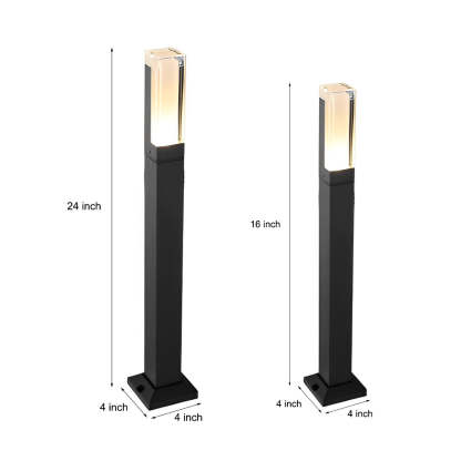 Sleek Cuboid Black Aluminum LED Pathway Lights Waterproof and Minimalist Design-Lighom