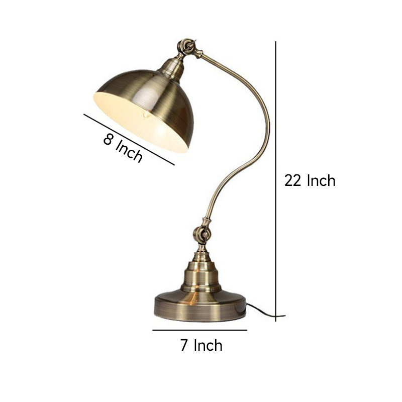 20'' Antique Metallic LED Desk Lamp with Adjustable Gooseneck for Task Lighting-Lighom