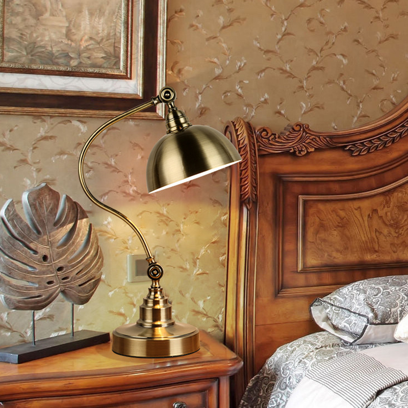 20'' Antique Metallic LED Desk Lamp with Adjustable Gooseneck for Task Lighting-Lighom