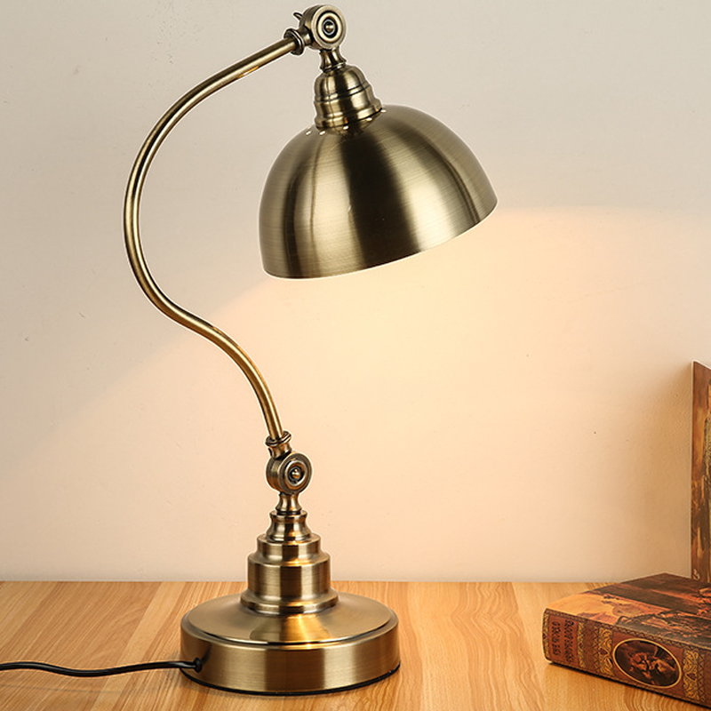 20'' Antique Metallic LED Desk Lamp with Adjustable Gooseneck for Task Lighting-Lighom