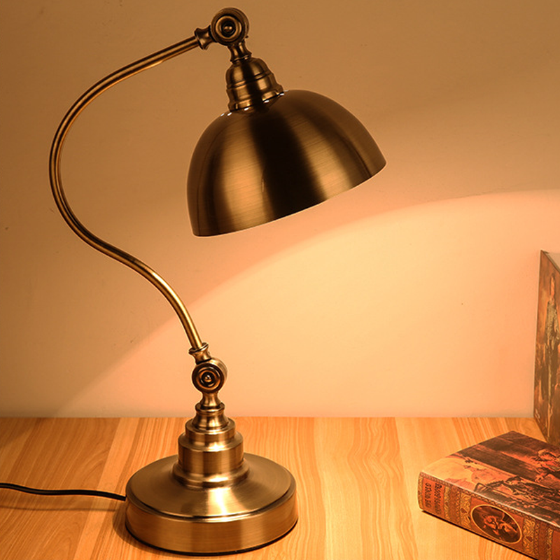 20'' Antique Metallic LED Desk Lamp with Adjustable Gooseneck for Task Lighting-Lighom