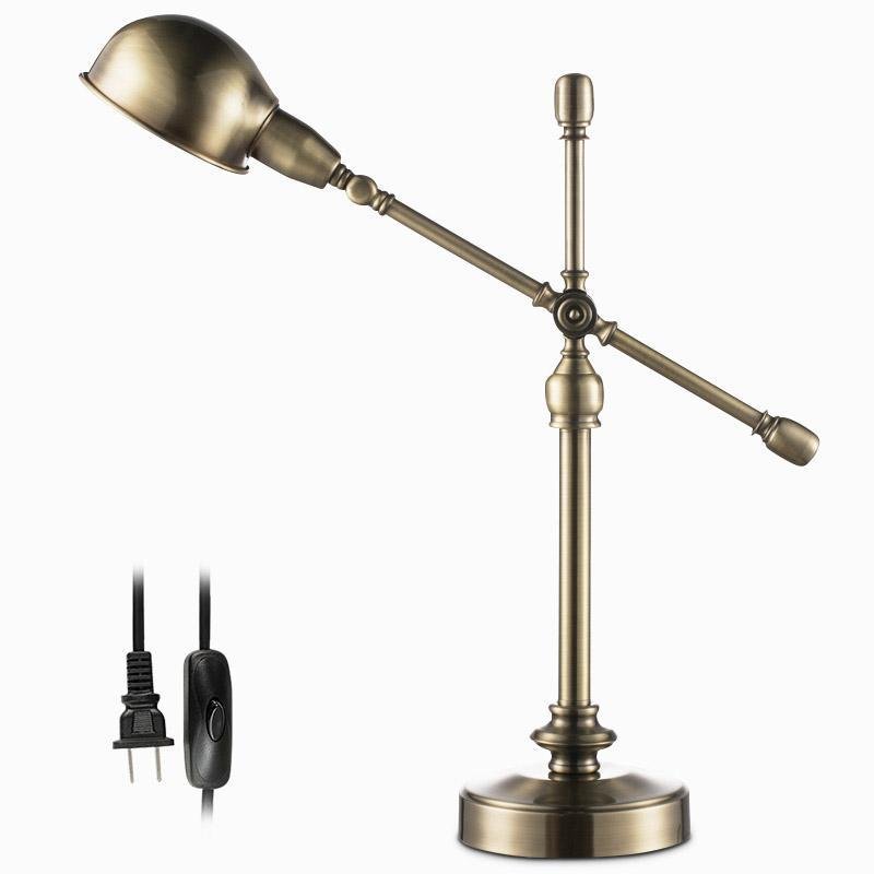 Vintage Metallic Dome Adjustable Desk Lamp with Flexible Arm for Study and Office-Lighom