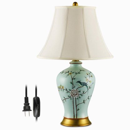 23 inch Oriental Vivid Branches and Birds Porcelain Table Lamp-Lighom
