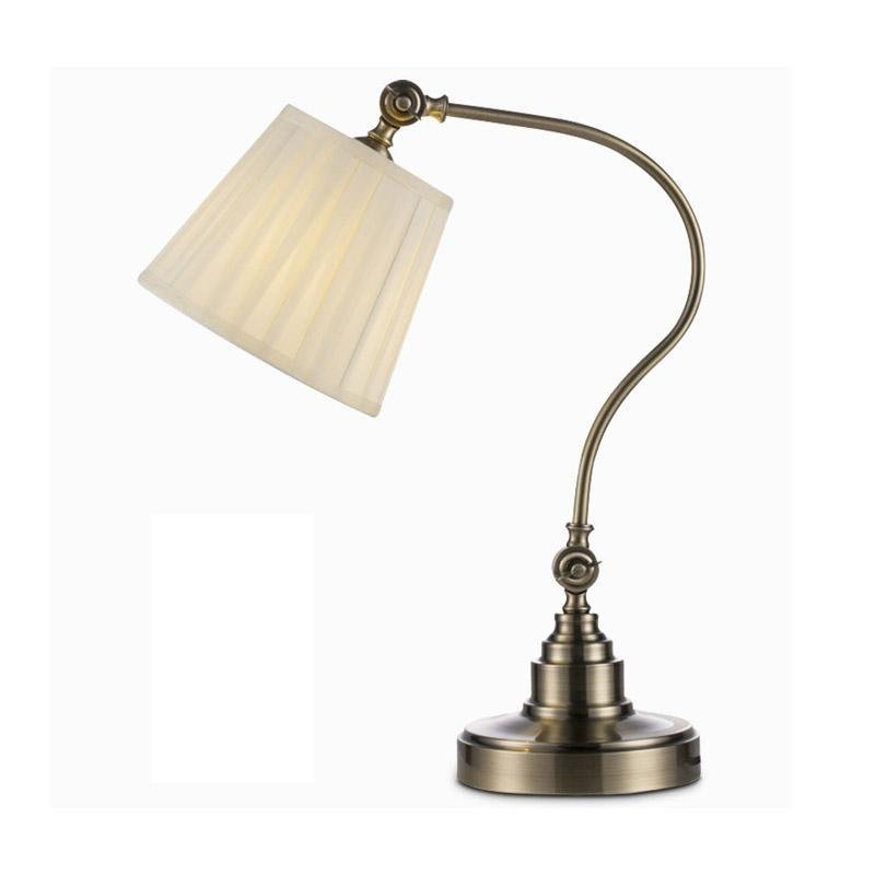 Industrial Empire-Style Metal Desk Lamp with Curved Arm and Adjustable Lighting-Lighom