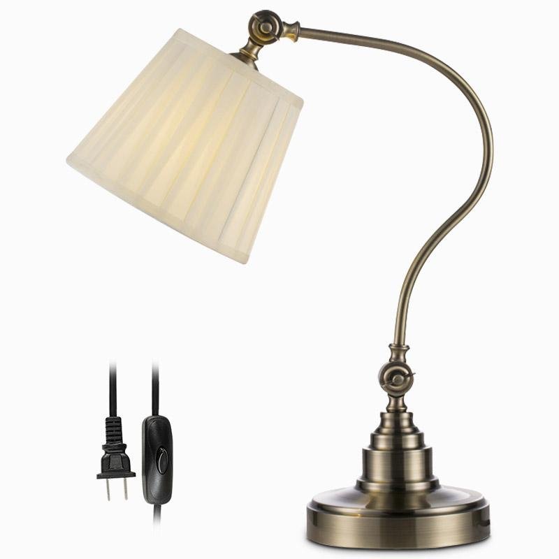 Industrial Empire-Style Metal Desk Lamp with Curved Arm and Adjustable Lighting-Lighom
